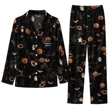 chicago bears long pajama set custom icon confetti black best selling.webp
