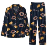 Chicago Bears Long Pajama Set Custom Snack Scatter Blue Best Selling
