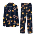 Chicago Bears Long Pajama Set Custom Snack Scatter Blue Best Selling