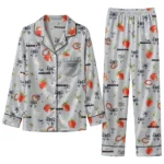 chicago bears long pajama set customized ribbon florals blue best selling.webp