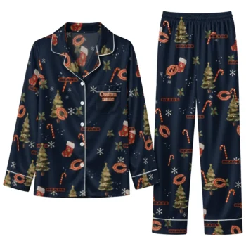 Chicago Bears Long Pajama Set Customized Sprig Scatter Blue Best Selling
