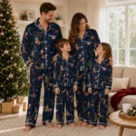 Chicago Bears Long Pajama Set Customized Sprig Scatter Blue Best Selling