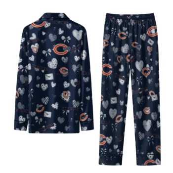 chicago bears long pajama set personalized heart charms blue fashion forward.webp