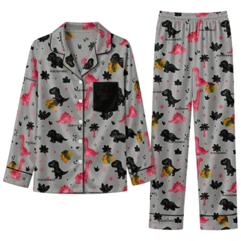 Chicago Blackhawks Long Pajama Set Personalized Character Scatter Best Selling