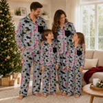 Chicago Blackhawks Long Pajama Set Personalized Character Scatter Best Selling