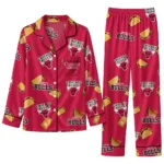 Chicago Bulls Long Pajama Set Customized Snack Scatter Red Best Selling
