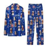 Chicago Cubs Long Pajama Set Customized Animal Scatter Blue Best Selling