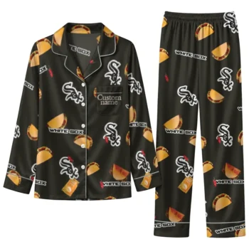 Chicago White Sox Long Pajama Set Custom Snack Scatter Black Best Selling