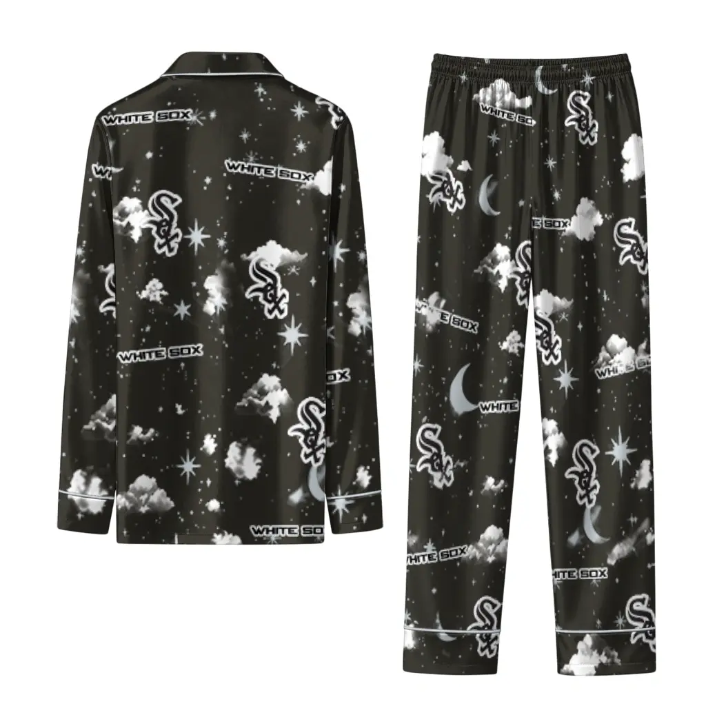 Chicago White Sox Long Pajama Set Customized Cloud Stars Black Fashion Forward Chicago White Sox Long Pajama Set Customized Cloud Stars Black Fashion Forward