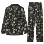 chicago white sox long pajama set personalized heart charms black best selling.webp
