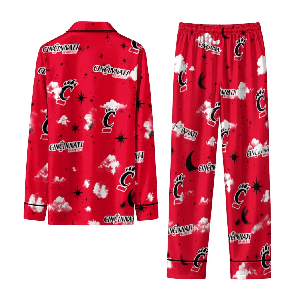Cincinnati Bearcats Long Pajama Set Customized Cloud Stars Red Fashion Forward Cincinnati Bearcats Long Pajama Set Customized Cloud Stars Red Fashion Forward
