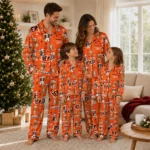 Cincinnati Bengals Long Pajama Set Custom Animal Scatter Orange Best Selling