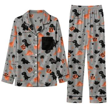 Cincinnati Bengals Long Pajama Set Custom Character Scatter Best Selling