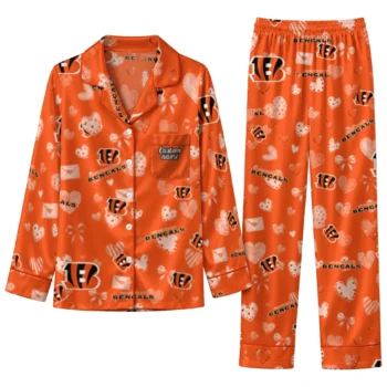 cincinnati bengals long pajama set custom heart charms orange best selling.webp