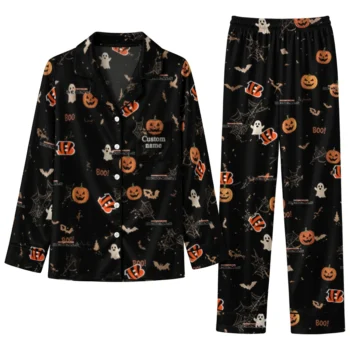 cincinnati bengals long pajama set customized icon confetti black best selling.webp