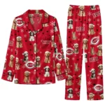 Cincinnati Reds Long Pajama Set Custom Animal Scatter Red Best Selling