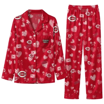 cincinnati reds long pajama set custom heart charms red best selling.webp