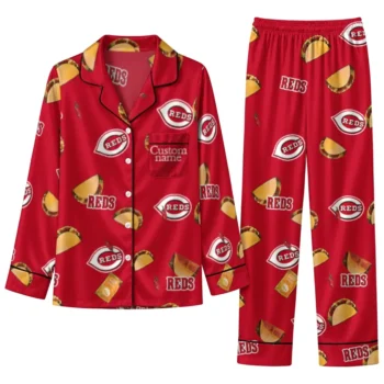 Cincinnati Reds Long Pajama Set Customized Snack Scatter Red Best Selling