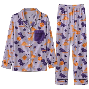 Clemson Tigers Long Pajama Set Personalized Character Scatter Best Selling