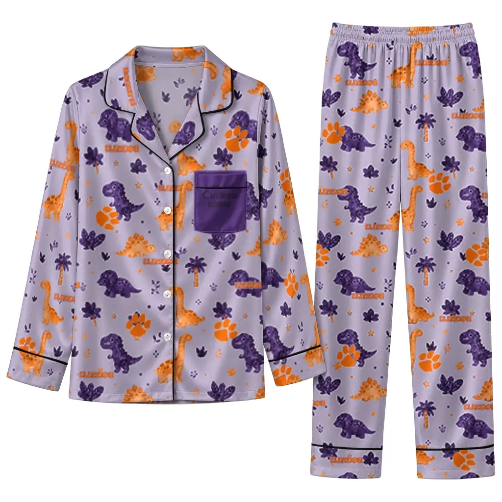Clemson Tigers Long Pajama Set Personalized Character Scatter Best Selling Clemson Tigers Long Pajama Set Personalized Character Scatter Best Selling