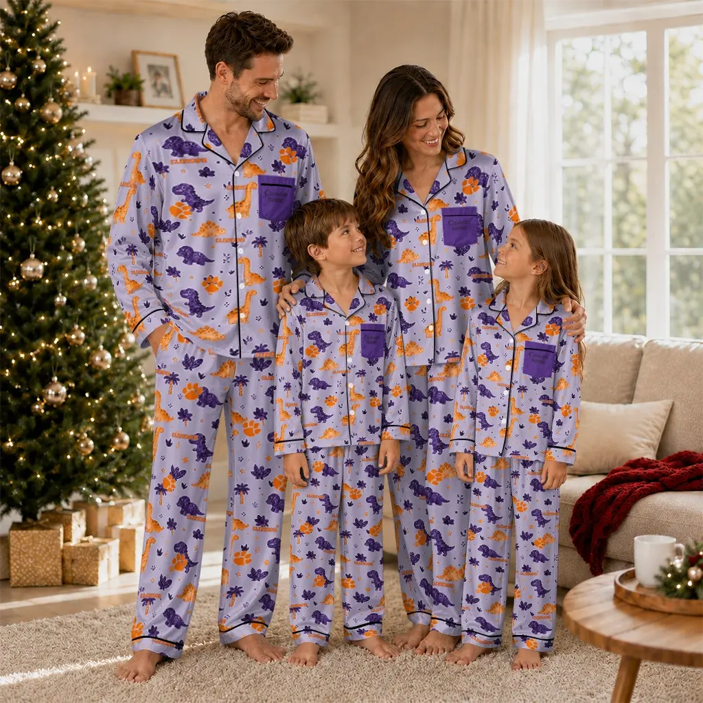 Clemson Tigers Long Pajama Set Personalized Character Scatter Latest Model Clemson Tigers Long Pajama Set Personalized Character Scatter Latest Model