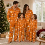 Clemson Tigers Long Pajama Set Personalized Cloud Stars Orange Best Selling