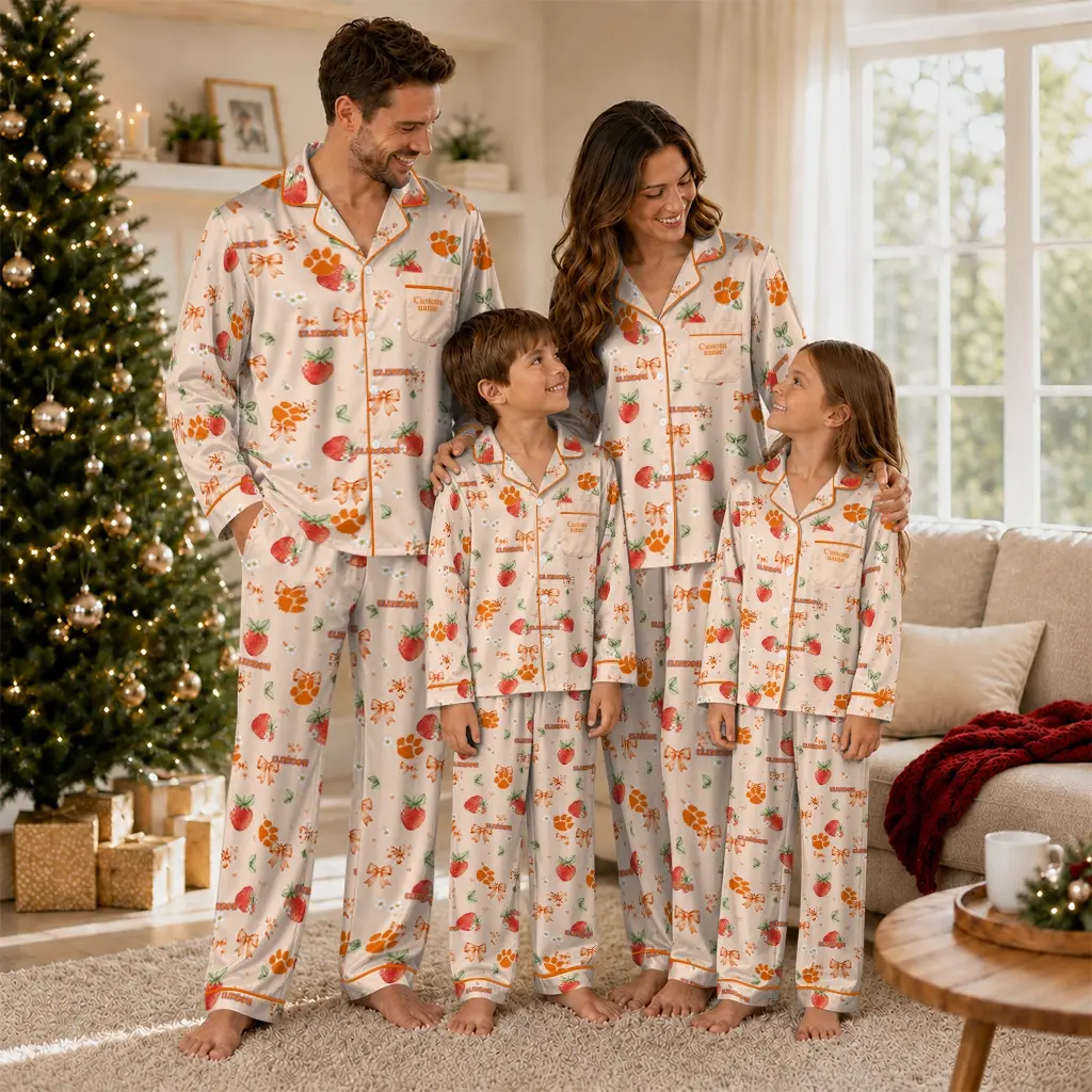 Clemson Tigers Long Pajama Set Personalized Ribbon Florals Orange Latest Model Clemson Tigers Long Pajama Set Personalized Ribbon Florals Orange Latest Model