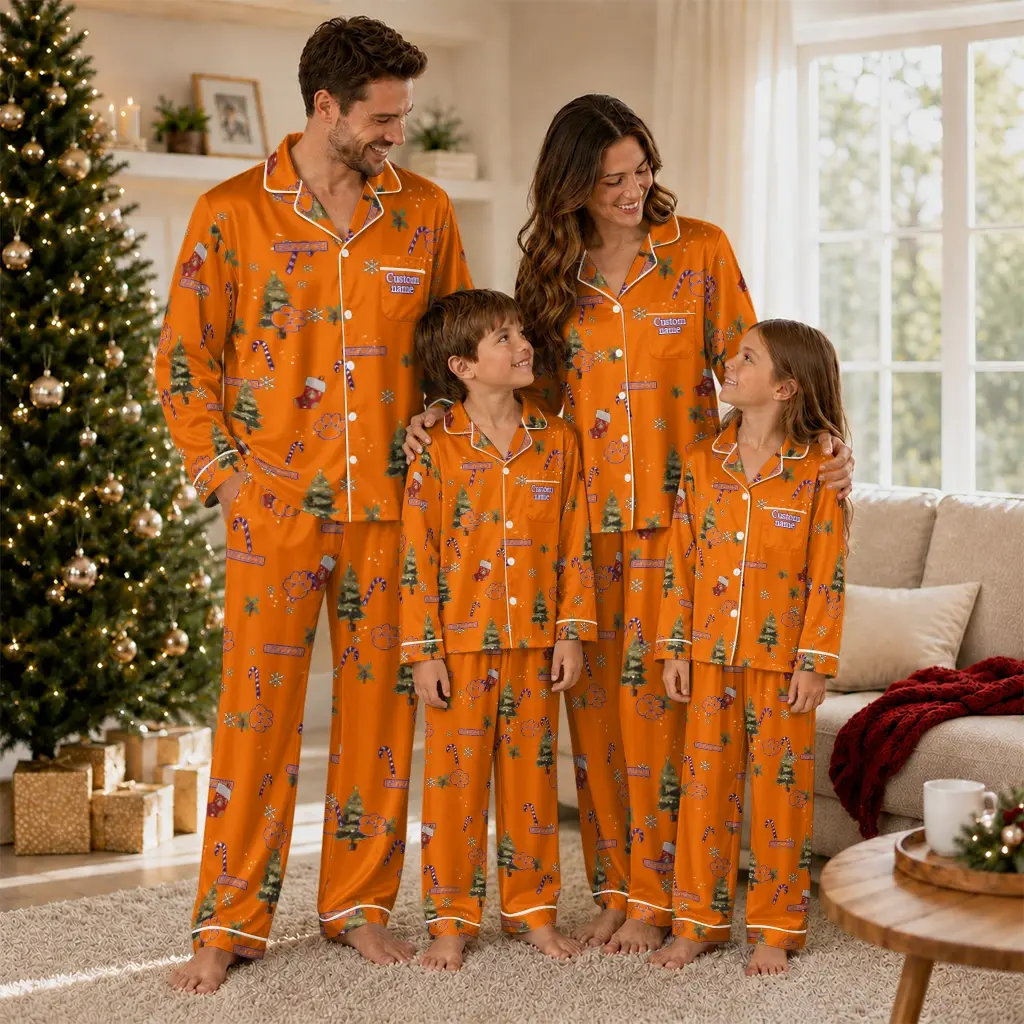 Clemson Tigers Long Pajama Set Personalized Sprig Scatter Orange Latest Model Clemson Tigers Long Pajama Set Personalized Sprig Scatter Orange Latest Model