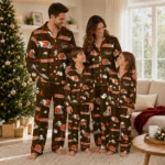 Cleveland Browns Long Pajama Set Custom Cloud Stars Brown Best Selling