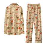 cleveland browns long pajama set custom ribbon chains brown best selling.webp