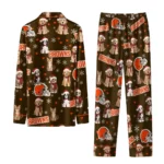 Cleveland Browns Long Pajama Set Customized Animal Scatter Brown Best Selling