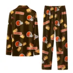 Cleveland Browns Long Pajama Set Personalized Snack Scatter Brown Best Selling