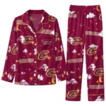Cleveland Cavaliers Long Pajama Set Custom Cloud Stars Wine Best Selling