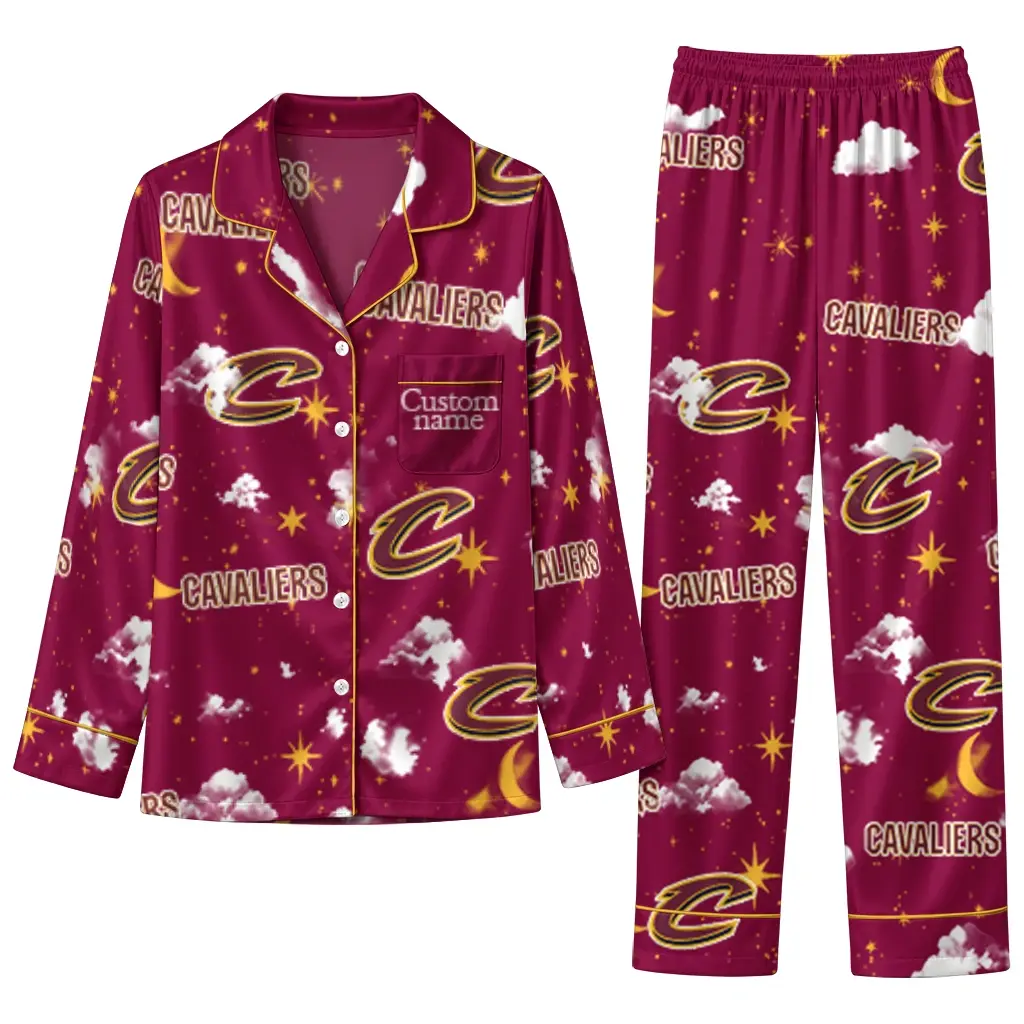 Cleveland Cavaliers Long Pajama Set Custom Cloud Stars Wine Best Selling Cleveland Cavaliers Long Pajama Set Custom Cloud Stars Wine Best Selling