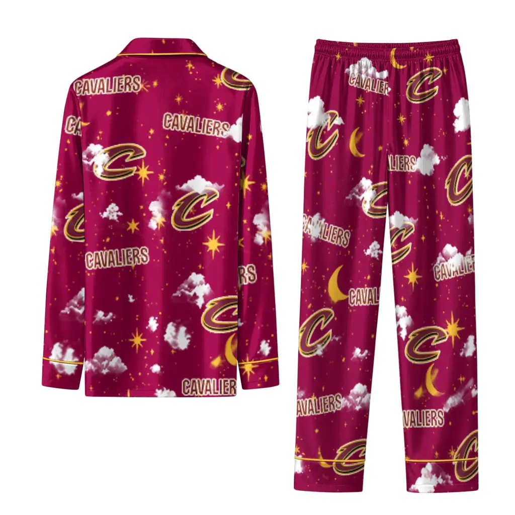 Cleveland Cavaliers Long Pajama Set Custom Cloud Stars Wine Fashion Forward Cleveland Cavaliers Long Pajama Set Custom Cloud Stars Wine Fashion Forward