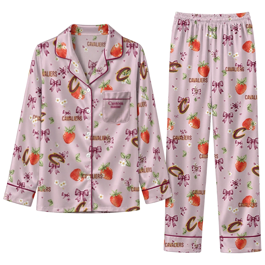 cleveland cavaliers long pajama set custom ribbon florals wine best selling.webp cleveland cavaliers long pajama set custom ribbon florals wine best selling.webp