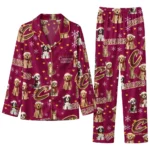 Cleveland Cavaliers Long Pajama Set Customized Animal Scatter Wine Best Selling