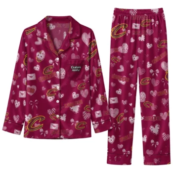 cleveland cavaliers long pajama set customized heart charms wine best selling.webp