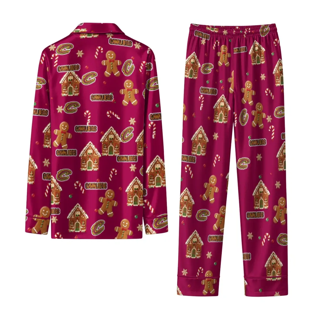 Cleveland Cavaliers Long Pajama Set Personalized Candy Scatter Wine Fashion Forward Cleveland Cavaliers Long Pajama Set Personalized Candy Scatter Wine Fashion Forward