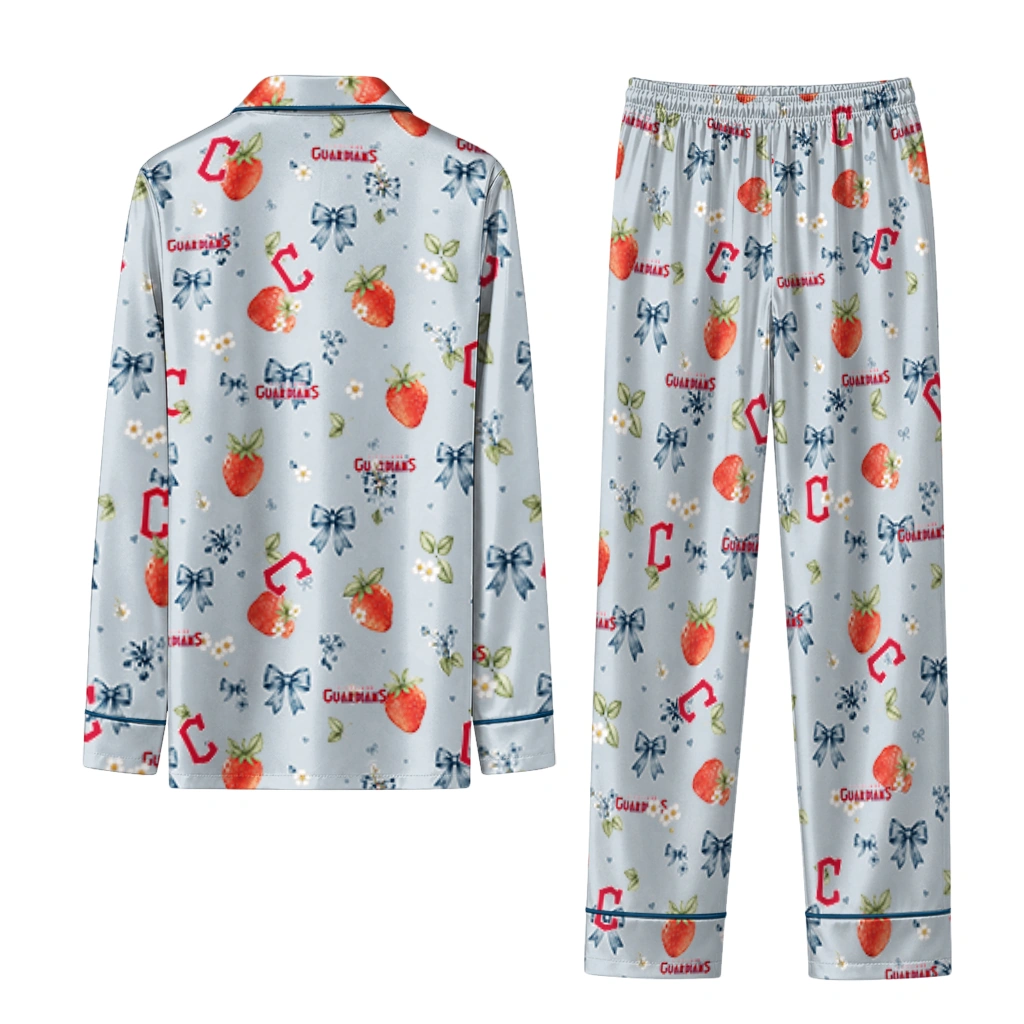 cleveland guardians long pajama set custom ribbon florals navy blue fashion forward.webp cleveland guardians long pajama set custom ribbon florals navy blue fashion forward.webp