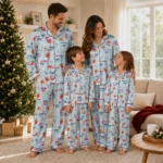 cleveland guardians long pajama set custom ribbon florals navy blue best selling.webp