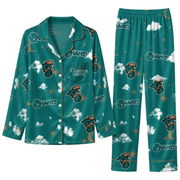 Coastal Carolina Chanticleers Long Pajama Set Custom Cloud Stars Green Best Selling