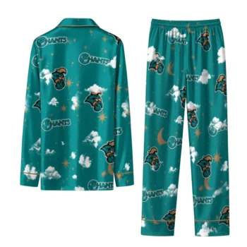Coastal Carolina Chanticleers Long Pajama Set Custom Cloud Stars Green Fashion Forward