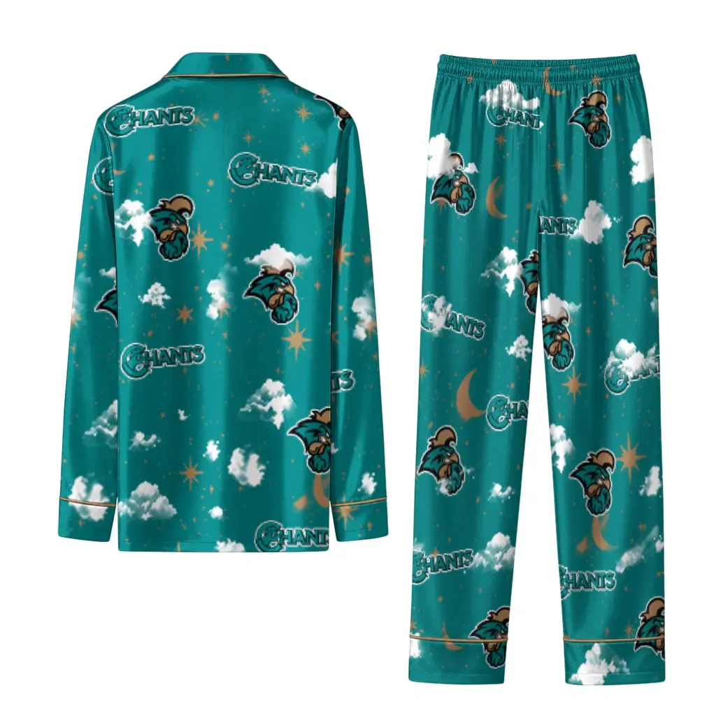 Coastal Carolina Chanticleers Long Pajama Set Custom Cloud Stars Green Fashion Forward Coastal Carolina Chanticleers Long Pajama Set Custom Cloud Stars Green Fashion Forward