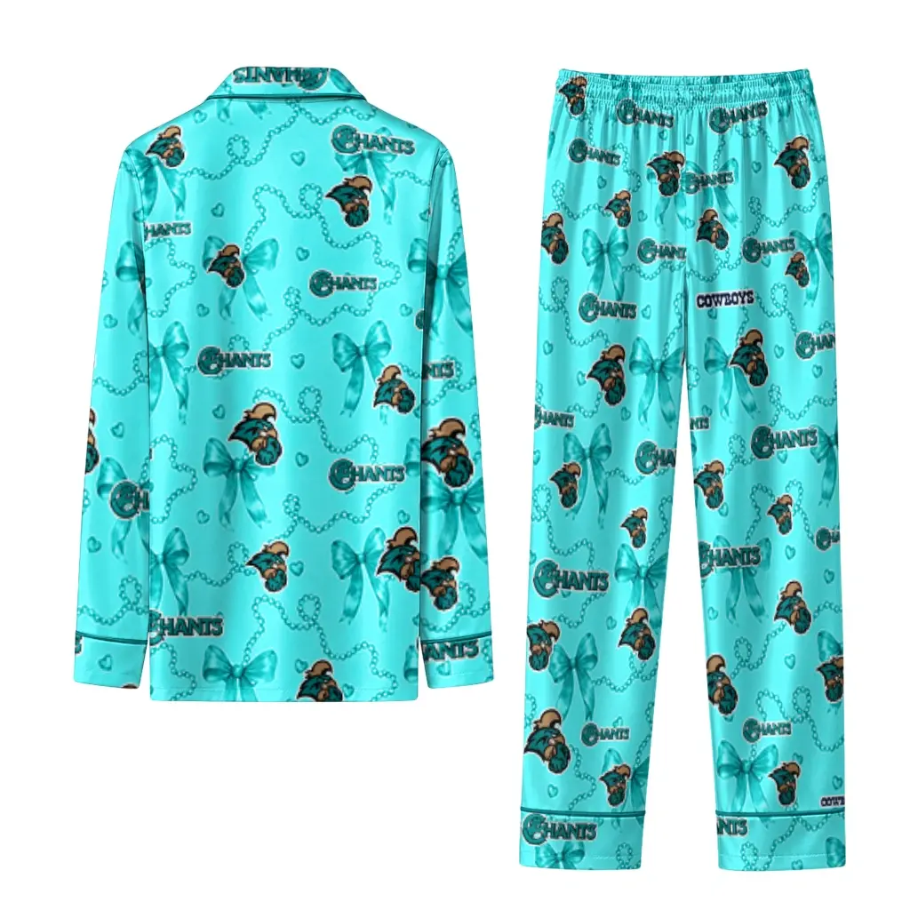 Coastal Carolina Chanticleers Long Pajama Set Custom Ribbon Chains Green Fashion Forward Coastal Carolina Chanticleers Long Pajama Set Custom Ribbon Chains Green Fashion Forward