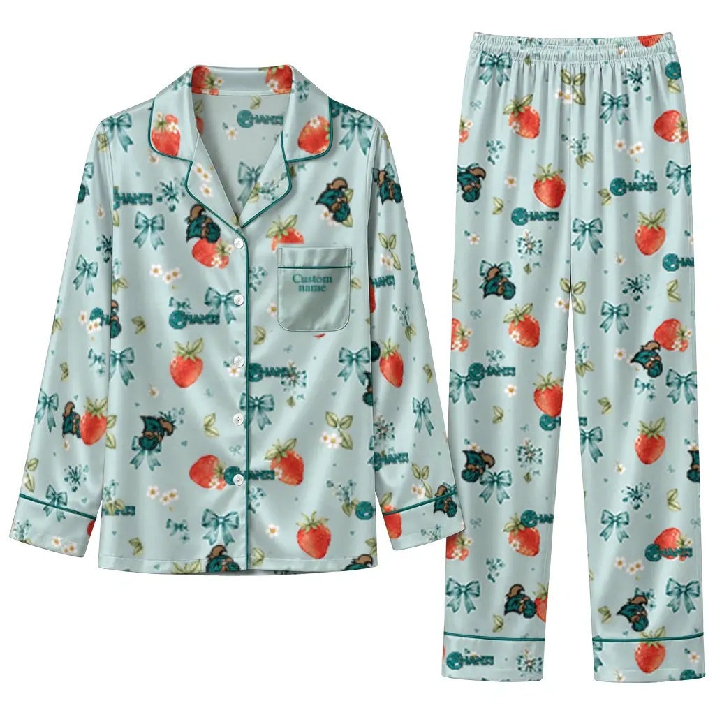 Coastal Carolina Chanticleers Long Pajama Set Custom Ribbon Florals Green Best Selling Coastal Carolina Chanticleers Long Pajama Set Custom Ribbon Florals Green Best Selling