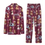 Colorado Avalanche Long Pajama Set Custom Animal Scatter Burgundy Best Selling