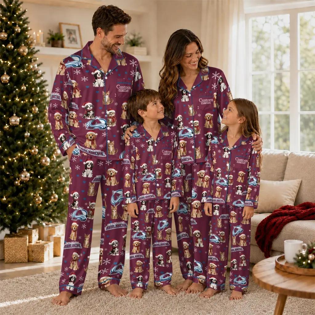 Colorado Avalanche Long Pajama Set Custom Animal Scatter Burgundy Latest Model Colorado Avalanche Long Pajama Set Custom Animal Scatter Burgundy Latest Model