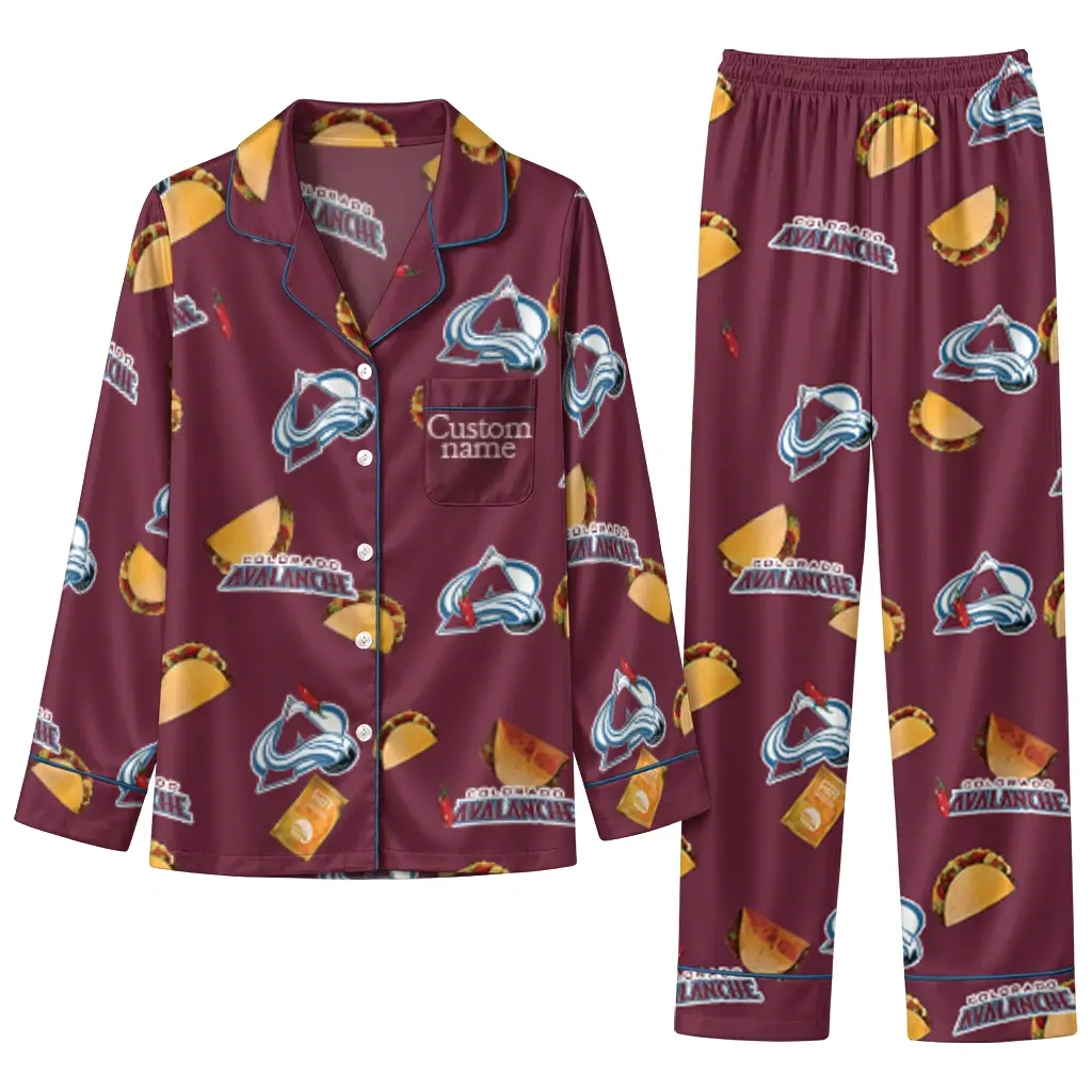 Colorado Avalanche Long Pajama Set Customized Snack Scatter Burgundy Best Selling Colorado Avalanche Long Pajama Set Customized Snack Scatter Burgundy Best Selling