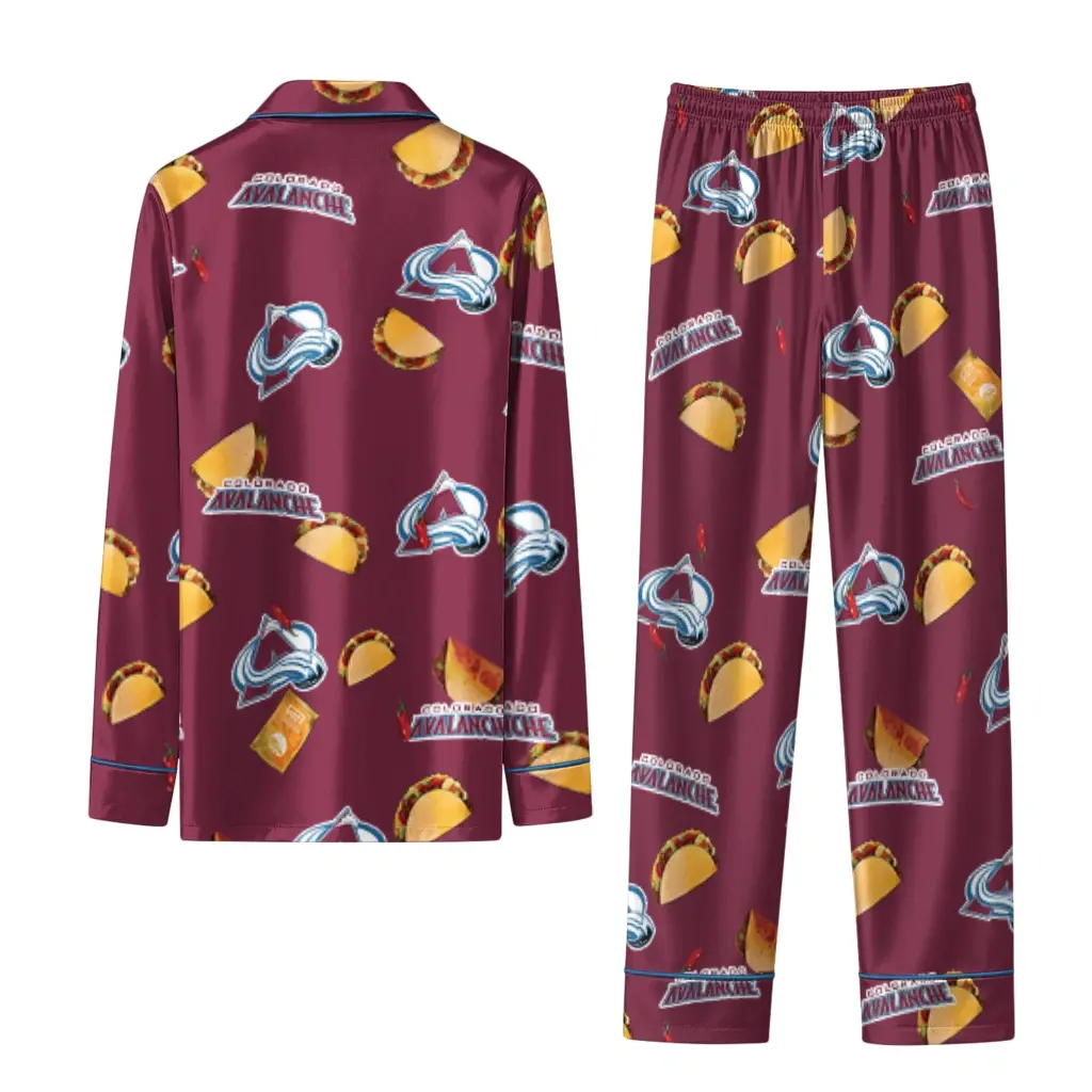 Colorado Avalanche Long Pajama Set Customized Snack Scatter Burgundy Fashion Forward Colorado Avalanche Long Pajama Set Customized Snack Scatter Burgundy Fashion Forward